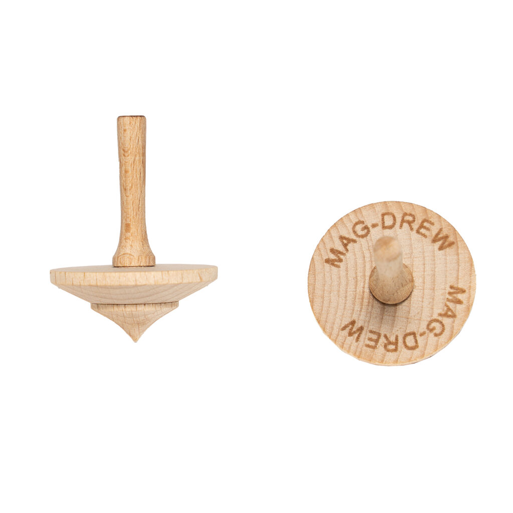 Gedrechselter Holzkreisel mit MAG-DREW Gravur